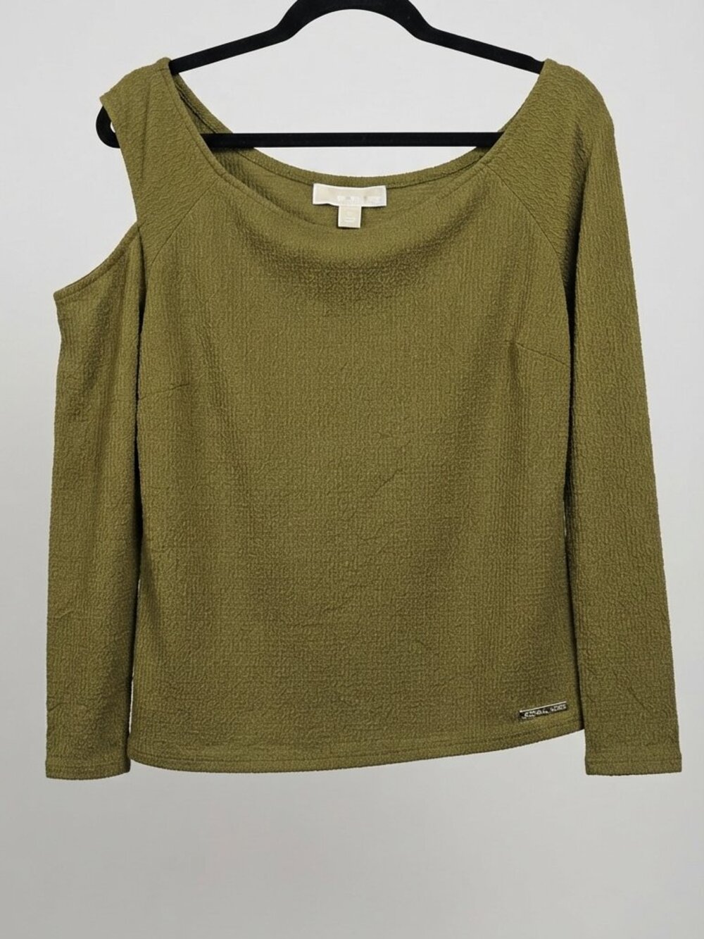 Michael Michael Kors Women Olive Green Cold-Shoulder Top - Size Large (L)